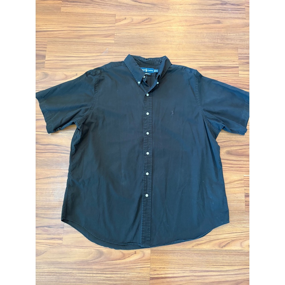 Black short sleeve Ralph Lauren classic fit button up shirt XXL black pony logo
